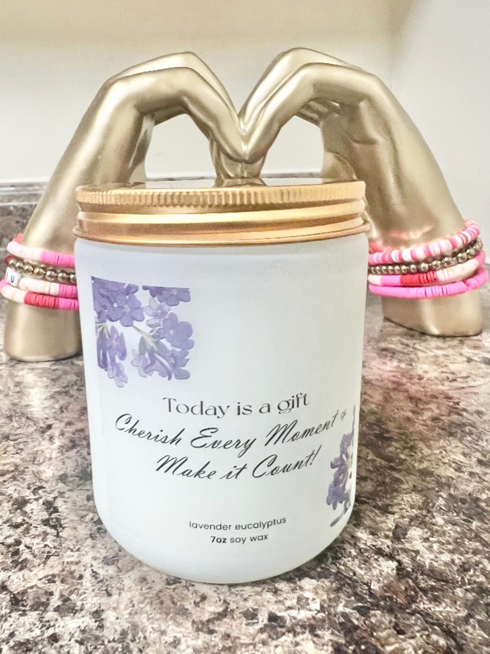 Inspirational Lavender Eucalyptus Soy Wax Candle 7 Oz.